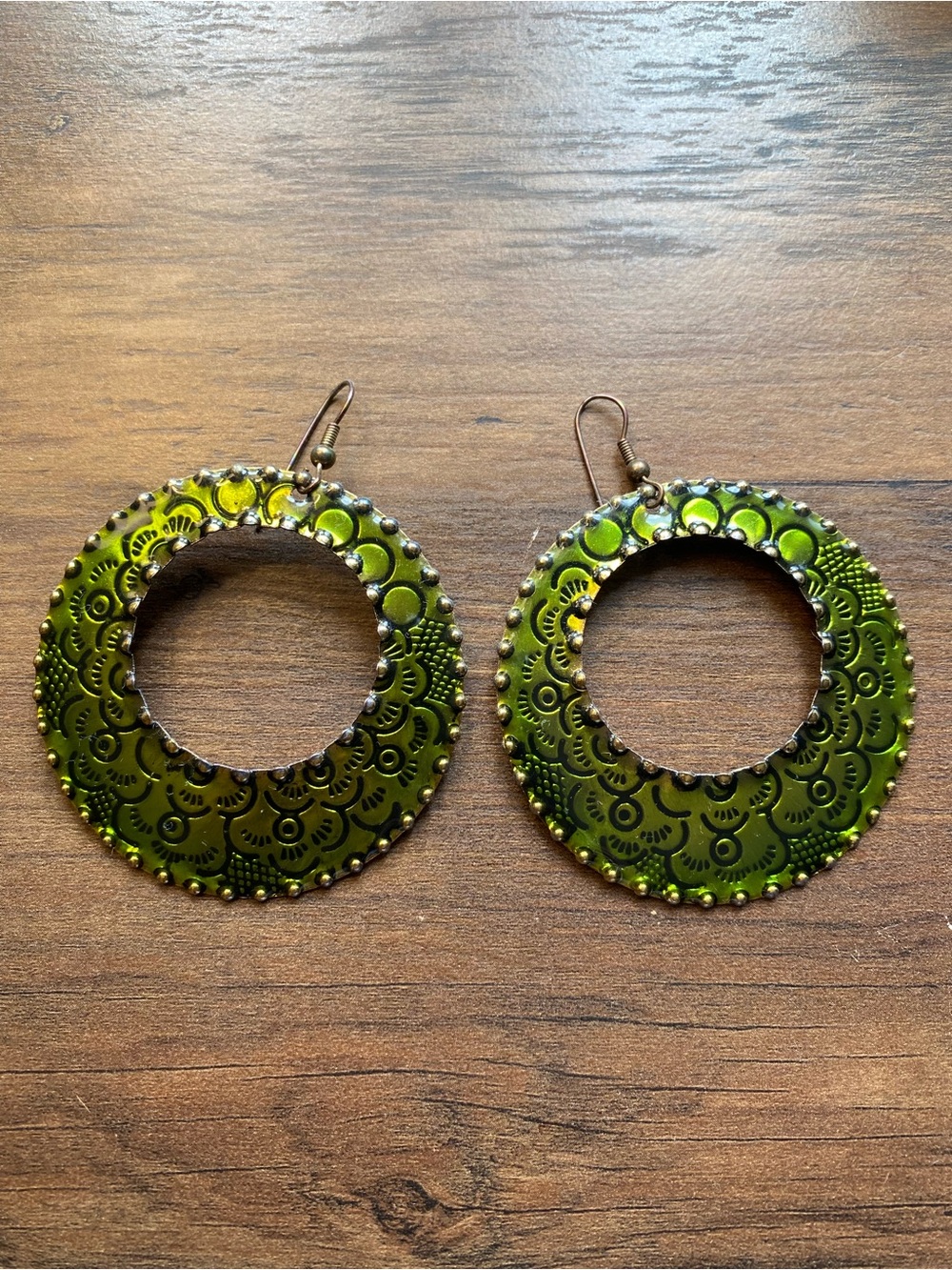 Green Boho Filigree Hoop Earrings - Women's Jewelry